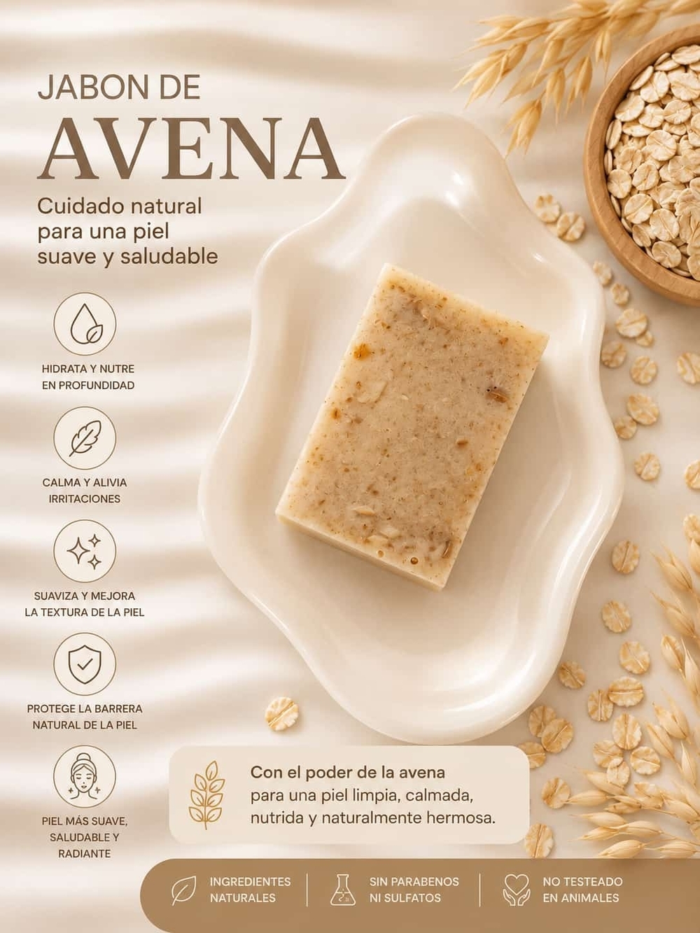 Jabón de Avena Natural - Hidratante y Calmante